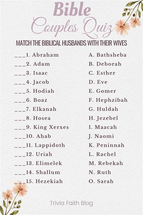 Bible Couples Quiz Free Printable